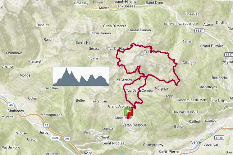 Giro Vétan, mont Fallère, mont Vertosan, col Ars, col Tardiva, Chaligne